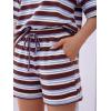 image:imageLILLUSORY 2 Piece Striped Set for Women Two Piece Lounge Sets Summer Outfits 2026 Oversized tshirts and ShortsBlue Brown Combo