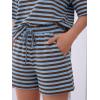 image:imageLILLUSORY 2 Piece Striped Set for Women Two Piece Lounge Sets Summer Outfits 2026 Oversized tshirts and ShortsBlue Combo
