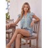 image:imageLILLUSORY Boho Short Sleeve Tops Floral Work Blouses for Women Dressy Casual ShirtsBlue White