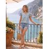 image:imageLILLUSORY Boho Short Sleeve Tops Floral Work Blouses for Women Dressy Casual ShirtsBlue White