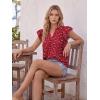 image:imageLILLUSORY Boho Short Sleeve Tops Floral Work Blouses for Women Dressy Casual ShirtsSpotted Red