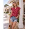 image:imageLILLUSORY Boho Short Sleeve Tops Floral Work Blouses for Women Dressy Casual ShirtsSpotted Red