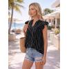 image:imageLILLUSORY Boho Short Sleeve Tops Floral Work Blouses for Women Dressy Casual ShirtsStripe Black