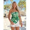 image:imageLILLUSORY Women Floral Elastic Trim Ruffle Hem Tube Strapless Tops Peplum Sleeveless Bandeau Tanks Boho Summer ClothesGreen Tree
