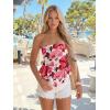 image:imageLILLUSORY Women Floral Elastic Trim Ruffle Hem Tube Strapless Tops Peplum Sleeveless Bandeau Tanks Boho Summer ClothesWhite Red Floral