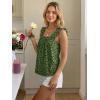 image:imageLILLUSORY Women Summer Wide Strap Square Neck Cute Flowy Tank Top Sleeveless Ruffle Loose Fit Boho Blouse 2026 Beach VacationArmygreen Floral