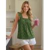 image:imageLILLUSORY Women Summer Wide Strap Square Neck Cute Flowy Tank Top Sleeveless Ruffle Loose Fit Boho Blouse 2026 Beach VacationArmygreen Floral