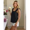 image:imageLILLUSORY Women Summer Wide Strap Square Neck Cute Flowy Tank Top Sleeveless Ruffle Loose Fit Boho Blouse 2026 Beach VacationBlack
