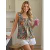 image:imageLILLUSORY Women Summer Wide Strap Square Neck Cute Flowy Tank Top Sleeveless Ruffle Loose Fit Boho Blouse 2026 Beach VacationBoho Blue