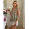 image:imageLILLUSORY Women Summer Wide Strap Square Neck Cute Flowy Tank Top Sleeveless Ruffle Loose Fit Boho Blouse 2026 Beach VacationBoho Blue
