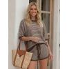image:imageLILLUSORY Womens 2 Piece Striped Short Sets 2026 Summer Matching Lounge Cruise Beach Outfits Resort Wear Drawstring PajamaCoffee White Stripe