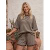 image:imageLILLUSORY Womens 2 Piece Striped Short Sets 2026 Summer Matching Lounge Cruise Beach Outfits Resort Wear Drawstring PajamaCoffee White Stripe