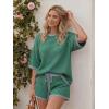 image:imageLILLUSORY Womens 2 Piece Striped Short Sets 2026 Summer Matching Lounge Cruise Beach Outfits Resort Wear Drawstring PajamaGrey Green Stripe