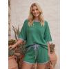 image:imageLILLUSORY Womens 2 Piece Striped Short Sets 2026 Summer Matching Lounge Cruise Beach Outfits Resort Wear Drawstring PajamaGrey Green Stripe