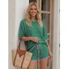 image:imageLILLUSORY Womens 2 Piece Striped Short Sets 2026 Summer Matching Lounge Cruise Beach Outfits Resort Wear Drawstring PajamaGrey Green Stripe