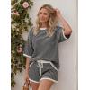 image:imageLILLUSORY Womens 2 Piece Striped Short Sets 2026 Summer Matching Lounge Cruise Beach Outfits Resort Wear Drawstring PajamaWhite Black Stripe