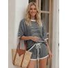 image:imageLILLUSORY Womens 2 Piece Striped Short Sets 2026 Summer Matching Lounge Cruise Beach Outfits Resort Wear Drawstring PajamaWhite Black Stripe