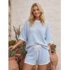 image:imageLILLUSORY Womens 2 Piece Striped Short Sets 2026 Summer Matching Lounge Cruise Beach Outfits Resort Wear Drawstring PajamaWhite Blue Stripe