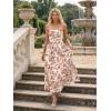image:imageLILLUSORY Womens Floral Maxi Dress Smocked Flowy Sundress with PocketsBrown Red