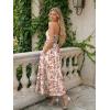 image:imageLILLUSORY Womens Floral Maxi Dress Smocked Flowy Sundress with PocketsBrown Red