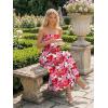 image:imageLILLUSORY Womens Floral Maxi Dress Smocked Flowy Sundress with PocketsRed Floral