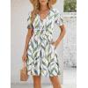 image:imageLILLUSORY Womens Summer Casual Dresses Short Sleeve V Neck Boho Dress 2026 Floral Printed Flowy Aline SundressesLeaves