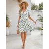 image:imageLILLUSORY Womens Summer Casual Dresses Short Sleeve V Neck Boho Dress 2026 Floral Printed Flowy Aline SundressesLeaves