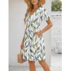 image:imageLILLUSORY Womens Summer Casual Dresses Short Sleeve V Neck Boho Dress 2026 Floral Printed Flowy Aline SundressesLeaves