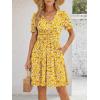 image:imageLILLUSORY Womens Summer Casual Dresses Short Sleeve V Neck Boho Dress 2026 Floral Printed Flowy Aline SundressesYellow Floral