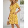 image:imageLILLUSORY Womens Summer Casual Dresses Short Sleeve V Neck Boho Dress 2026 Floral Printed Flowy Aline SundressesYellow Floral