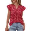 image:imageLILLUSORY Boho Short Sleeve Tops Floral Work Blouses for Women Dressy Casual ShirtsSpotted Red