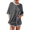 image:imageLILLUSORY Womens 2 Piece Striped Short Sets 2026 Summer Matching Lounge Cruise Beach Outfits Resort Wear Drawstring PajamaWhite Black Stripe