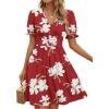 image:imageLILLUSORY Womens Summer Casual Dresses Short Sleeve V Neck Boho Dress 2026 Floral Printed Flowy Aline SundressesRed Print