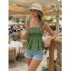 image:imageLILLUSORY Boho Floral Flowy Tank Tops for Women Summer 2026 Square Neck Ruffle Cute Babydoll TopFloral Green