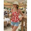 image:imageLILLUSORY Boho Floral Flowy Tank Tops for Women Summer 2026 Square Neck Ruffle Cute Babydoll TopFloral Red