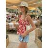 image:imageLILLUSORY Boho Floral Flowy Tank Tops for Women Summer 2026 Square Neck Ruffle Cute Babydoll TopFloral Red