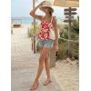 image:imageLILLUSORY Boho Floral Flowy Tank Tops for Women Summer 2026 Square Neck Ruffle Cute Babydoll TopFloral Red