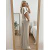 image:imageLILLUSORY Womens 2 Piece Lounge Sets Matching Travel Outfits Summer Causal Color Block and Wide Leg Pants Set Pockets 2026Apricot