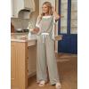 image:imageLILLUSORY Womens 2 Piece Lounge Sets Matching Travel Outfits Summer Causal Color Block and Wide Leg Pants Set Pockets 2026Apricot