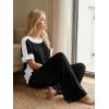 image:imageLILLUSORY Womens 2 Piece Lounge Sets Matching Travel Outfits Summer Causal Color Block and Wide Leg Pants Set Pockets 2026Black