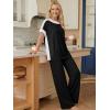 image:imageLILLUSORY Womens 2 Piece Lounge Sets Matching Travel Outfits Summer Causal Color Block and Wide Leg Pants Set Pockets 2026Black