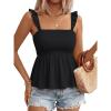 image:imageLILLUSORY Boho Floral Flowy Tank Tops for Women Summer 2026 Square Neck Ruffle Cute Babydoll TopBlack