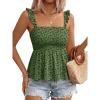 image:imageLILLUSORY Boho Floral Flowy Tank Tops for Women Summer 2026 Square Neck Ruffle Cute Babydoll TopFloral Green