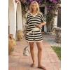 image:imageLILLUSORY Womens Crochet Striped Short Sets Two Piece Summer Vacation Outfits V Neck Knit Beach Cover Ups Lounge PajamasBeige Black Stripe