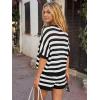 image:imageLILLUSORY Womens Crochet Striped Short Sets Two Piece Summer Vacation Outfits V Neck Knit Beach Cover Ups Lounge PajamasBlack White Stripe