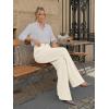 image:imageLILLUSORY Pleated Front High Waisted Dress Pants Light Stretch Wide Leg Button Trousers with PocketsBeige