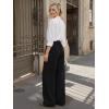 image:imageLILLUSORY Pleated Front High Waisted Dress Pants Light Stretch Wide Leg Button Trousers with PocketsBlack