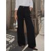 image:imageLILLUSORY Pleated Front High Waisted Dress Pants Light Stretch Wide Leg Button Trousers with PocketsBlack