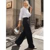 image:imageLILLUSORY Pleated Front High Waisted Dress Pants Light Stretch Wide Leg Button Trousers with PocketsBlack