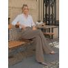 image:imageLILLUSORY Pleated Front High Waisted Dress Pants Light Stretch Wide Leg Button Trousers with PocketsMocha
